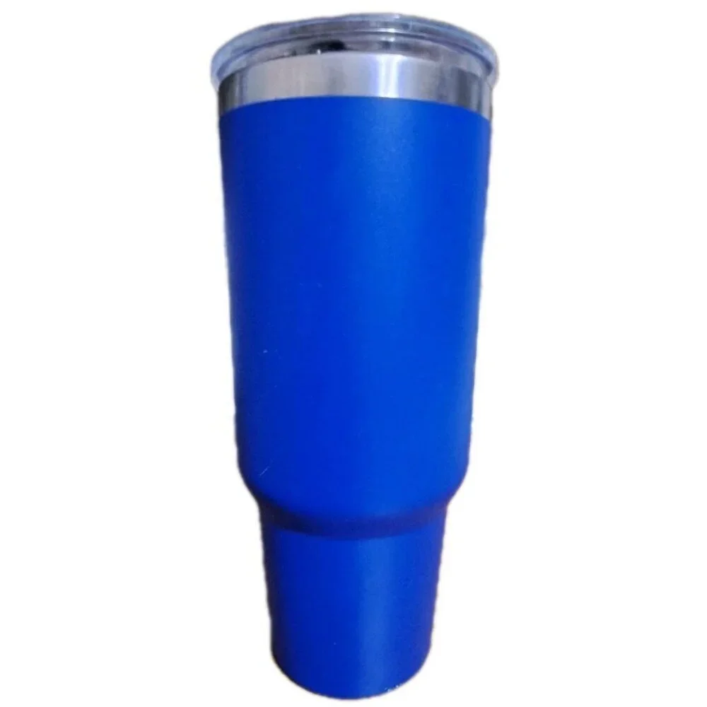 Unbranded 40 Ounce Handled Blue Aluminum Tumbler with Lid No Straw FLAW